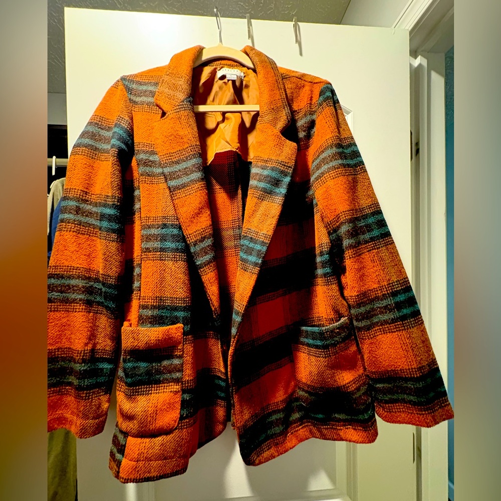 Plaid Orange Women's Jacket